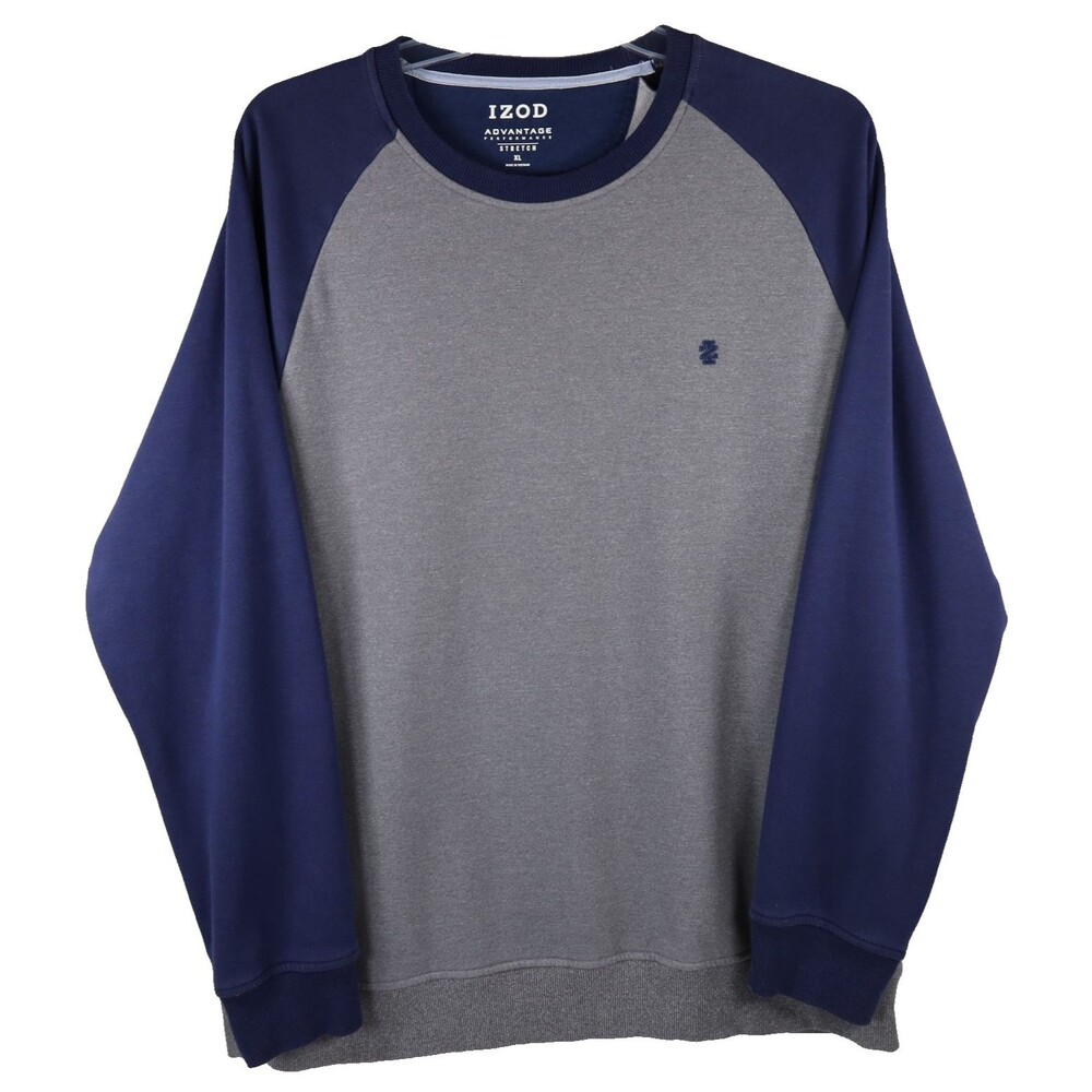 IZOD Advantage Performance Stretch Crewneck Sweatshirt Men's XL Gray & Navy